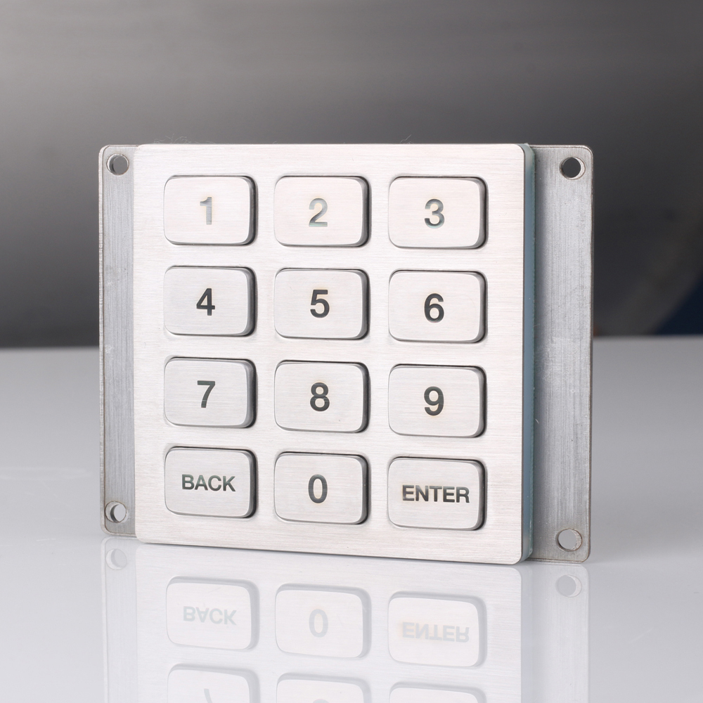 water proof 3x4 Stainless Steel metal access control keypad 