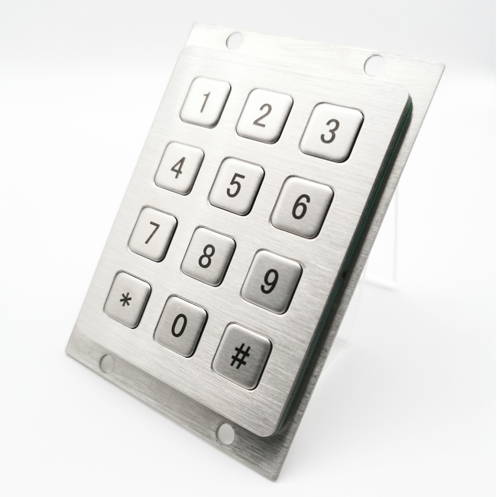 12 keys hole mounting numeric industrial metal keypad for ki