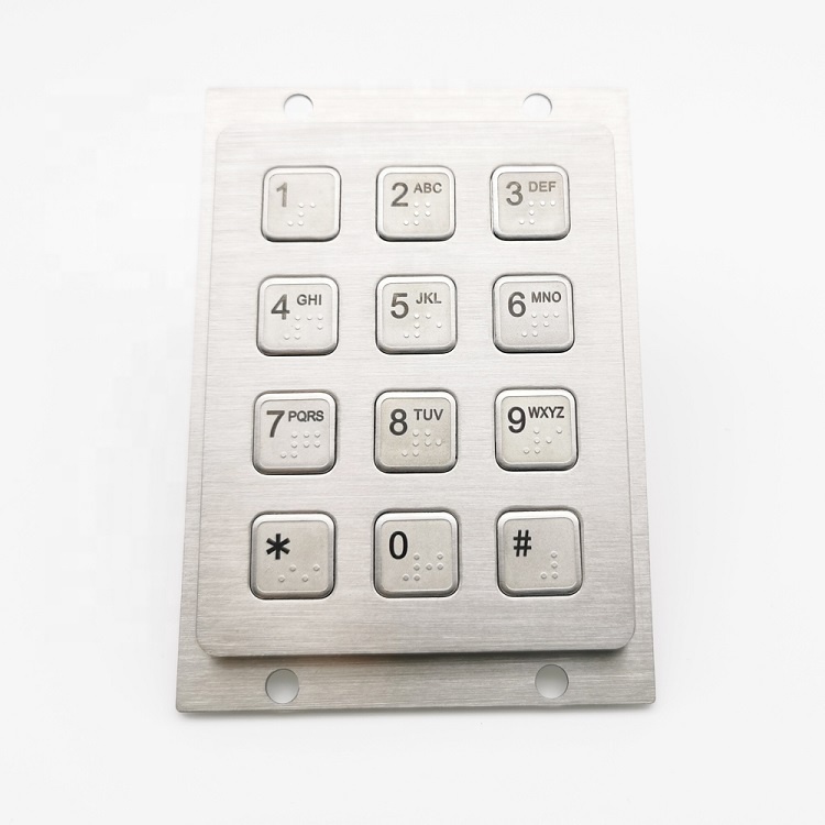 Custom 12 key matrix waterproof stainless metal braille keyp